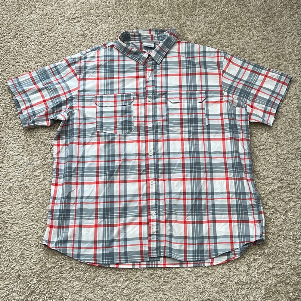 EUC Men’s Gray/Red/White Omni-Wick Columbia Short Sleeve Polo Size XXL